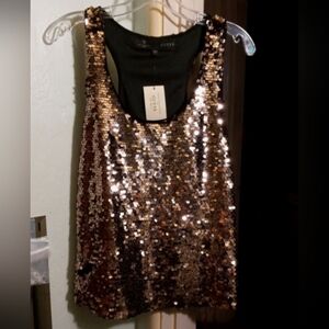 ✨Gold Sequin Racerback Tank by Guess
